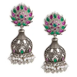 HOT AND BOLD Silver-Plated Dome Shaped Jhumkas-image-66