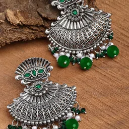 KARATCART Silver Plated Kundan Stone Studded Jhumkas-10