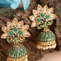 KARATCART Gold-Plated Contemporary Jhumkas-33