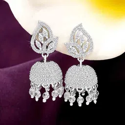 Peora Silver-Plated CZ Studded Dome Shaped Jhumkas-image-87