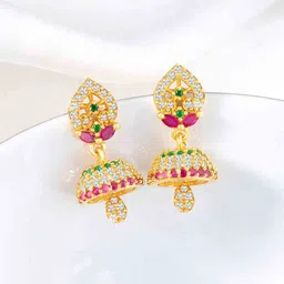 Peora Gold-Plated Cubic Zirconia Contemporary Jhumkas-picture-24