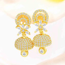 Peora Gold-Plated Cubic Zirconia Contemporary Jhumkas-52