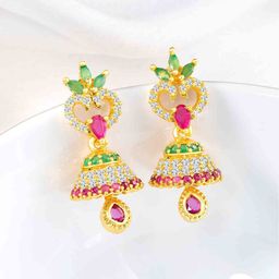 Peora Gold-Plated Cubic Zirconia Studded Dome Shaped Jhumkas-85