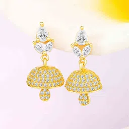 Peora Gold-Plated Cubic Zirconia Contemporary Jhumkas-56