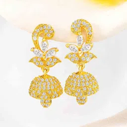 Peora Gold-Plated Cubic Zirconia Contemporary Jhumkas-image-13