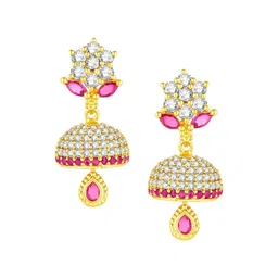 Peora Gold-Plated Cubic Zirconia Contemporary Jhumkas-image-89