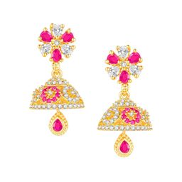 Peora Gold-Plated Cubic Zirconia Studded Dome Shaped Jhumkas-73