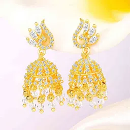 Peora Gold-Plated Cubic Zirconia Contemporary Jhumkas-image-46