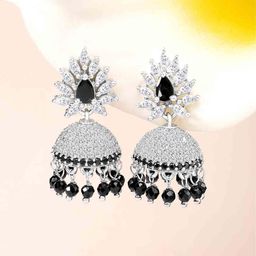 Peora Silver Plated Contemporary Jhumkas-image-13