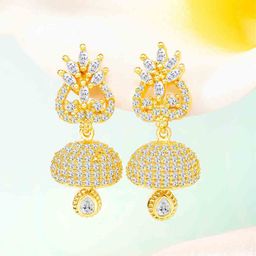 Peora Gold-Plated Cubic Zirconia Contemporary Jhumkas-image-77
