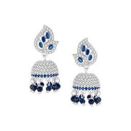 Peora Silver Plated Cubic Zirconia Studded Dome Shaped Jhumkas-image-84