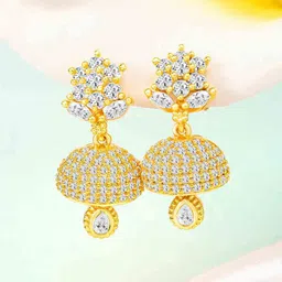 Peora Gold-Plated CZ Studded Floral Jhumkas-image-75