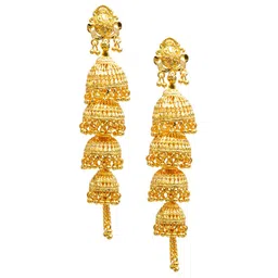 Shining Jewel - By Shivansh Gold Plated Layered Jhumkas-image-6