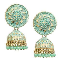 Shining Jewel - By Shivansh Gold Plated Cubic Zirconia Jhumkas-image-99