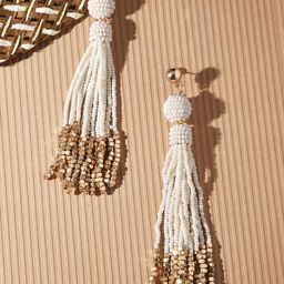 Accessorize Beaded Circular Tasselled Drop Earrings-image-68