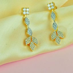 SHARLEEZ Rhodium-Plated Contemparory Shaped Drop Earrings-image-13
