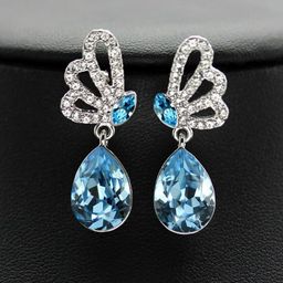 Yellow Chimes Silver-Plated Contemporary Butterfly Drop Earrings-7