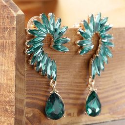 DIVASTRI Gold-Plated Artificial Stones Studded Quirky Drop Earrings-52