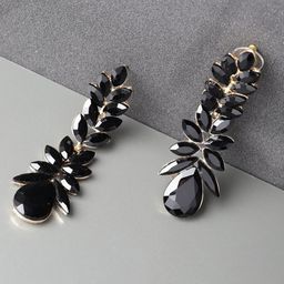 DIVASTRI Gold- Plated Artificial Stones Studded Leaf Shaped Drop Earrings-3