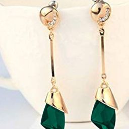 DIVASTRI Gold-Plated Artificial Stones Studded Contemporary Drop Earrings-18