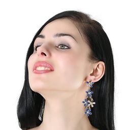 DIVASTRI Gold-Plated Artificial Stones Studded Floral Drop Earrings-95