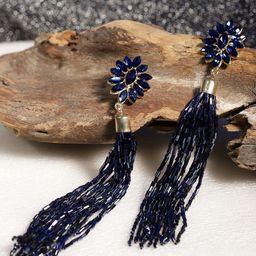 DIVASTRI Gold-Plated Artificial Stones Studded and Beaded Floral Drop Earrings-41