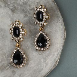 SOHI Gold Plated Contemporary Stone Studded Drop Earrings-54