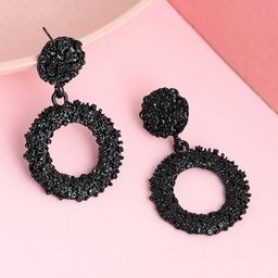 SOHI Women Black Circular Drop Earrings-39