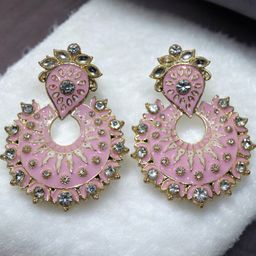 Jolly Faces Gold-Plated Artificial Stones Studded Crescent Shaped Drop Earrings-7