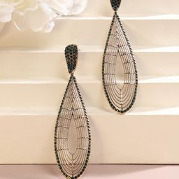 SOHI Gold-Plated Artificial Stones Contemporary Drop Earrings-45