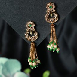 Jazz and Sizzle Gold-Plated Contemporary Drop Earrings-image-16