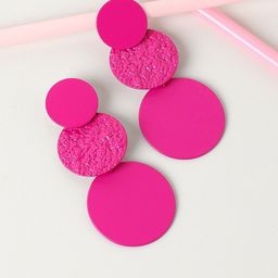 SOHI Gold Plated Pink Contemporary Drop Earrings-84