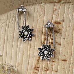 TEEJH Silver-Plated Contemporary Ear Cuff Earrings-image-50