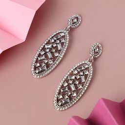 SOHI Silver-Plated Contemporary Drop Earrings-19