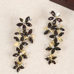 Shining Diva Fashion Black and Gold-Plated Contemporary Drop Earrings-image-86