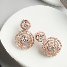 Priyaasi Gold-Toned AD-Studded Contemporary Drop Earrings-image-28