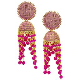 Shining Jewel - By Shivansh Gold-Plated Dome Shaped Jhumkas Earrings-41