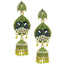 Shining Jewel - By Shivansh Gold-Plated Contemporary Jhumkas Earrings-image-39