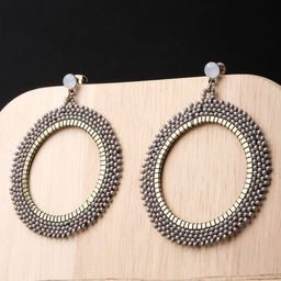 XPNSV Beaded Contemporary Drop Earrings-image-10