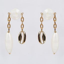 D'oro White Gold-Plated Beaded Drop Earrings-21