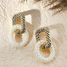 SOHI Gold-Plated Geometric Drop Earrings-14