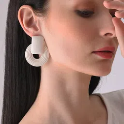 SOHI White Contemporary Drop Earrings-image-86