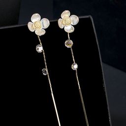 Yellow Chimes White & Gold-Plated Floral Drop Earrings-38