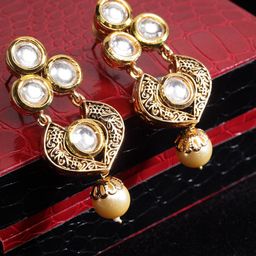 PANASH White Gold-Plated Handcrafted Contemporary Drop Earrings-image-32