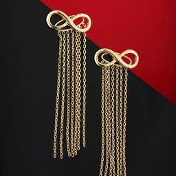 Carlton London Gold-Plated Tasselled Contemporary Drop Earrings-image-94
