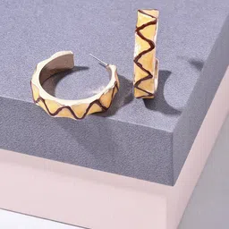 AMI Women Yellow Gold-Plated Circular Half Hoop Earrings-image-13