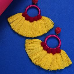 SOHI Yellow Contemporary Drop Earrings-58