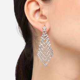 SOHI Silver-Plated Contemporary Drop Earrings-picture-42