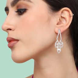 SOHI Silver-Plated Contemporary Drop Earrings-5