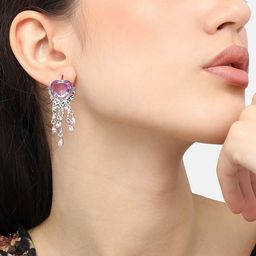 SOHI Silver-Plated Contemporary Drop Earrings-29
